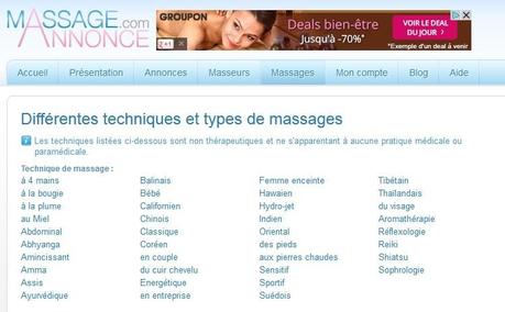 Découvrez massage-annonce.com ! Massage-annonce.com 2 Type de massages