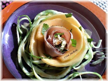Rosaces melon et jambon au fromage frais melon jambon chevre2