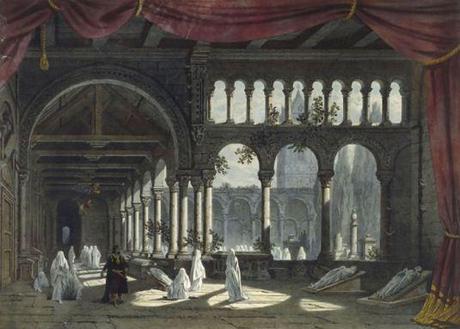 EUGÈNE CICERI (1813-1890)  Maquette de décor pour « Robert le Diable », de Meyerbeer, 1831. Il s'agit du « Ballet des Nonnes », où figurait pour la première fois la danseuse Marie Taglioni.