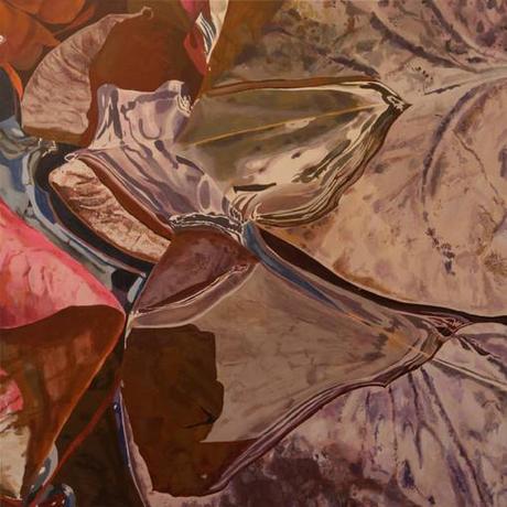 à côté des lotus II, acrylique sur toile, 100 x 100 cm, travail en cours