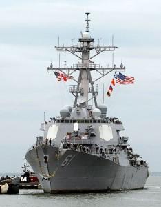 Le navire de guerre américain USS Ramage (Crédits : Derek Poole, U.S. Navy, Copyleft) Syrie : les politiques savent-ils ce qu'ils font ?