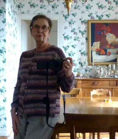 Cardigan pour femme en laine imprimée chinée (taille 42) P1110359