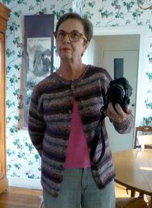 Cardigan pour femme en laine imprimée chinée (taille 42) P1110363