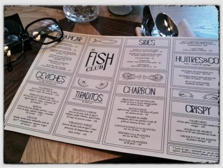 Le Fish Club, le bar à tapas de la mer Fish Club Paris menu - ©Pascaline Lechène pilierdebuffet