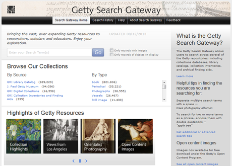 getty-open Capture d'écran de la recherche des contenus de The Getty © The Getty