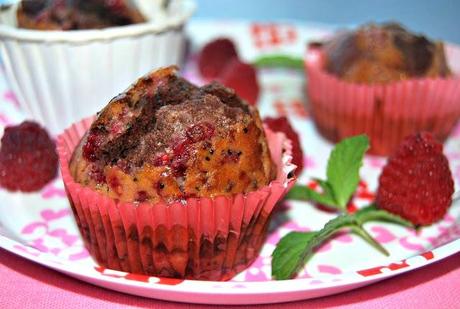 Le Muffin Monday#38-Muffins pavot marbré chocolat & framboises