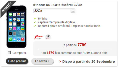 free mobile iphone 5s gris sideral 32Go