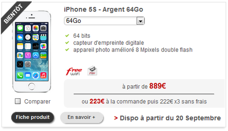 free mobile iphone 5s argent 64Go