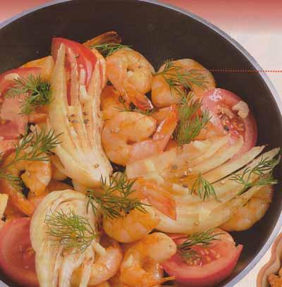 Sauté de grosses crevettes tropicales anisees au fenouil Crevettes-anisees-w