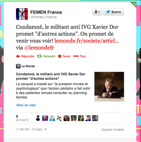 Protégées par la justice, les FEMEN menacent le Docteur Dor FEMEN MENACES