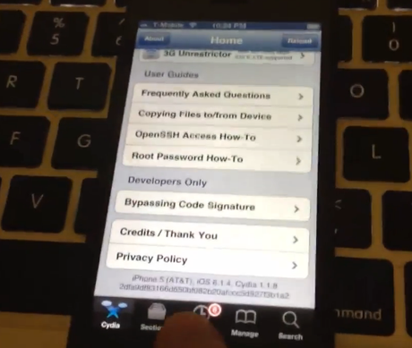 Jailbreak iOS 6.1.4 : une vidéo de Cydia sur un iPhone 5 iphone 5 ios 6.1.4 jailbreak