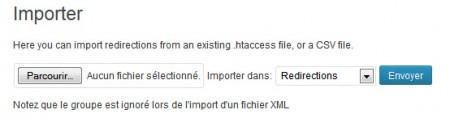 Redirection, un plugin WordPress qui vous veut du bien Import de redirections dans le menu Outil