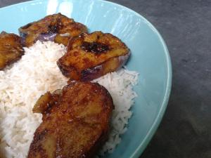 Donburi d’aubergines laquées au mirin et soja donburi aubergines2
