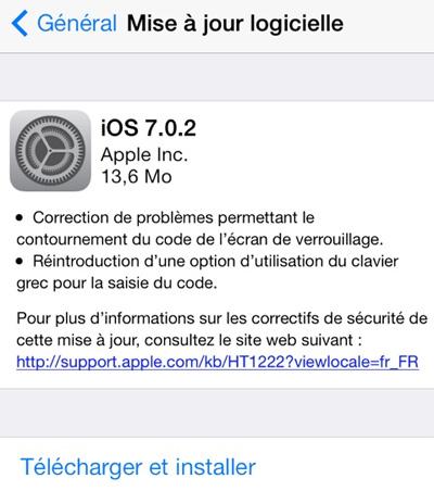 iOS 7.0.2 disponible sur iPhone, iPad, iPod Touch ios 7.0.2