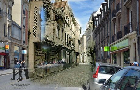 La rue des Elus vers la Place des Marchés en 1917, en Autochrome 91-PlMarche-Elus-RA