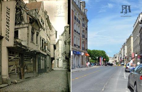 La rue des Elus vers la Place des Marchés en 1917, en Autochrome PlMarche-Elus.jpg