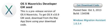 OS X Mavericks Golden Master GM