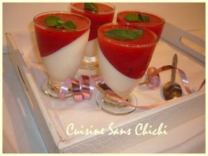 Panna cotta au coulis de fraises et menthe fraîche. 2