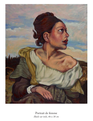 Portrait de femme, huile sur toile, 46 x 38 cm