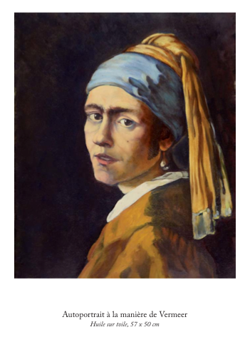 Alexandre Alfandari, Autoportrait à la manière de Vermeer, huile sur toile 57 x 50 cm