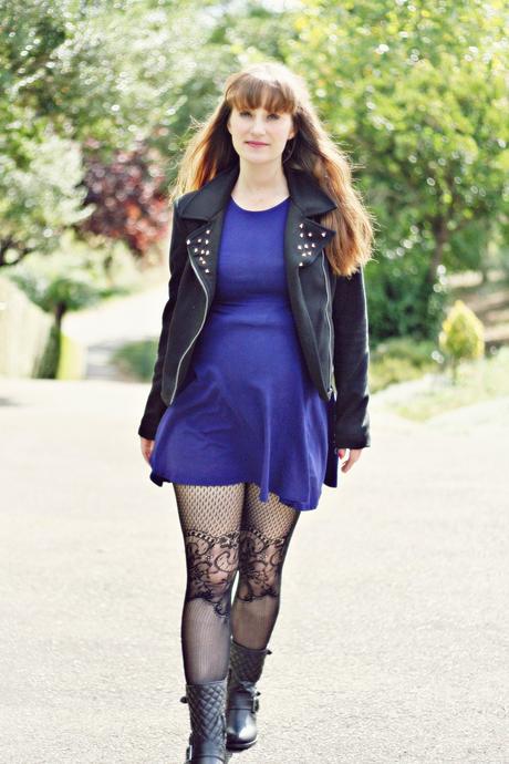 Bleu franc, bikers et perfecto bottes-motardes