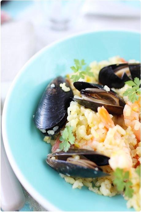 Risotto aux crevettes et moules Risotto aux crevettes et moules