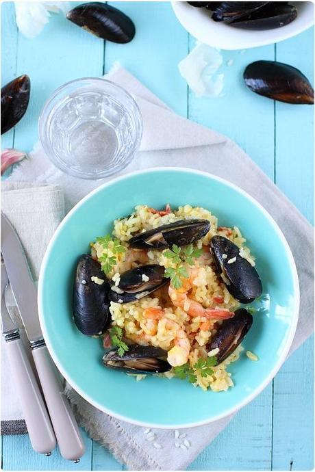 Risotto aux crevettes et moules Risotto aux crevettes et moules