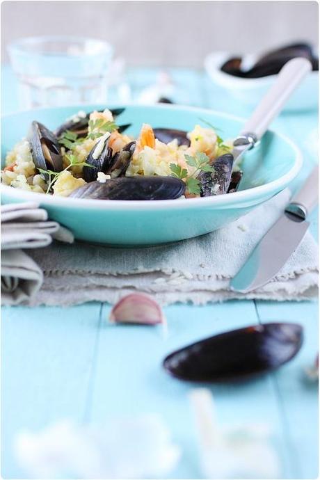 Risotto aux crevettes et moules Risotto aux crevettes et moules