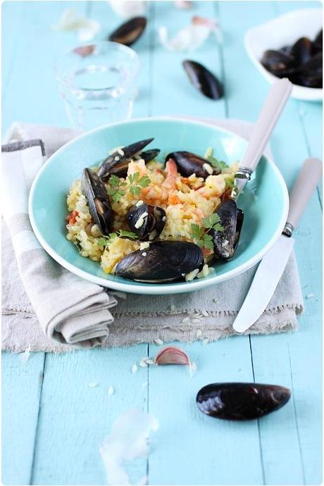 Risotto aux crevettes et moules Risotto aux crevettes et moules
