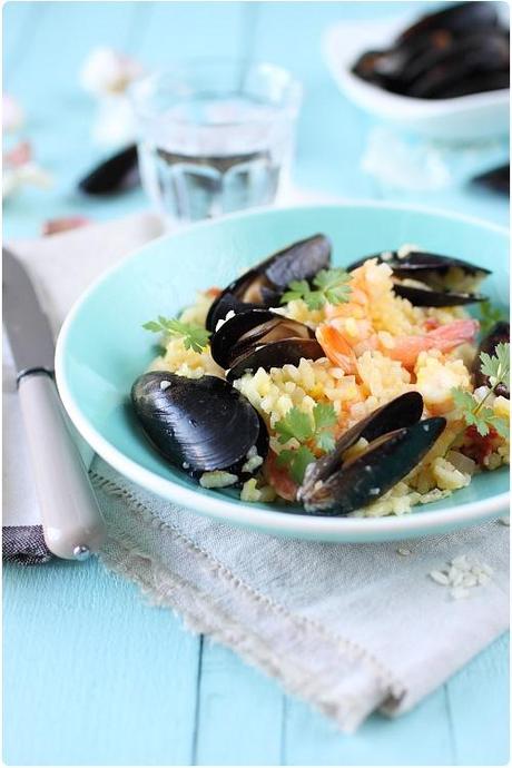 Risotto aux crevettes et moules Risotto aux crevettes et moules