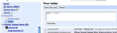 reader_notes Un bloc-notes sur Google Reader