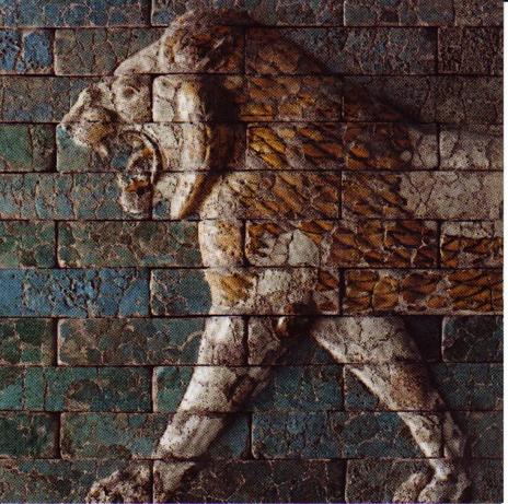 Affiche de l'exposition babylone au louvre, lion de la voie processionnelle babylonnienne