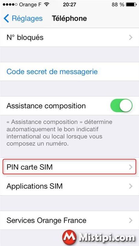 comment modifier code pin iphone