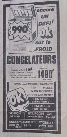 Publicité en 1977 - 1 - congelateurs