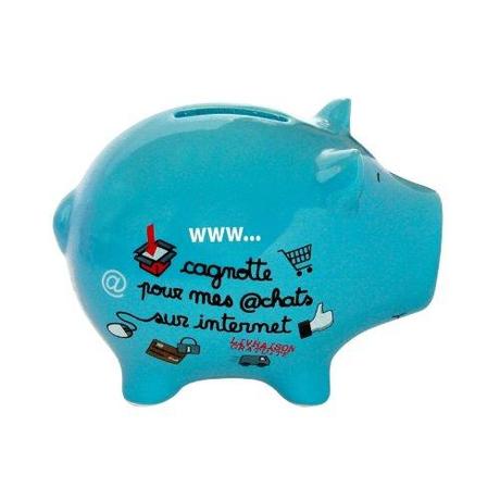 Mignonne, la tirelire cochon bleu pour vos achats internet Mignonne, la tirelire cochon bleu pour vos achats internet