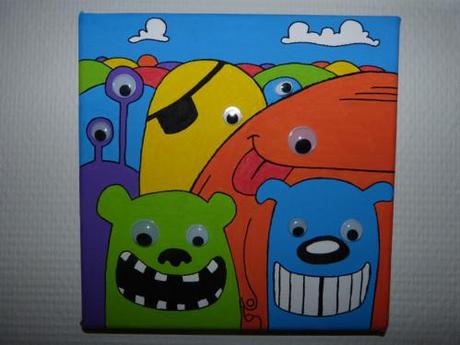 numéro 36 peinture acrylique bêtes monstres grimaces illu