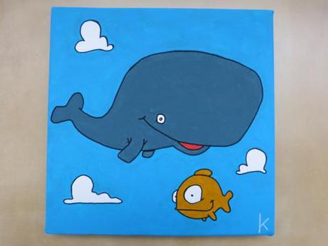 numéro 32 peinture acrylique baleine poisson illustration