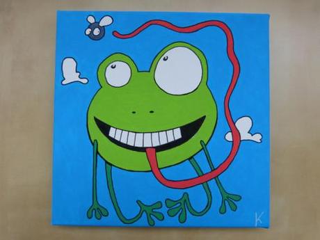 numero 33 peinture acrylique grenouille mouche nuage enfant