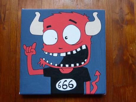 numero 34 peinture acrylique illustration daible enfer 666