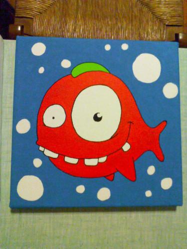 Numéro 23 peinture acrylique poisson enfant