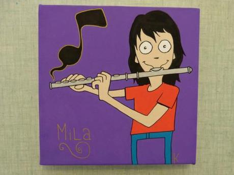 Numéro 38 peinture acrylique flute traversière fille musi
