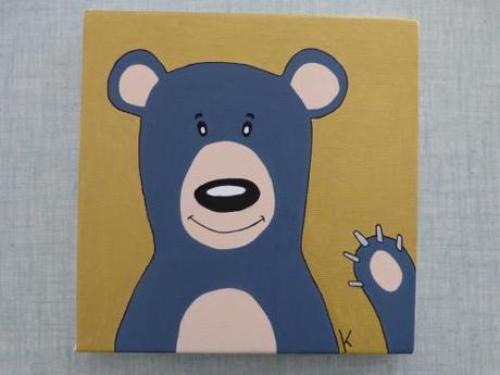 Numéro 40 peinture acrylique ours coucou iluustration enfa