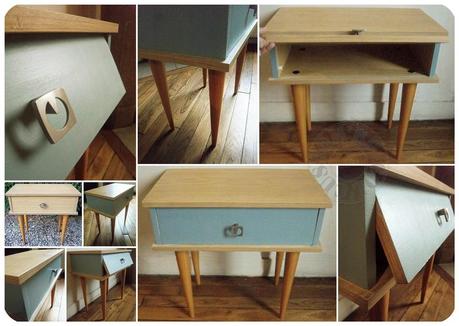 Pur vintage Chevet vintage bleu - montage