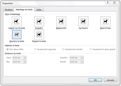 Style d’habillage Derrière le texte