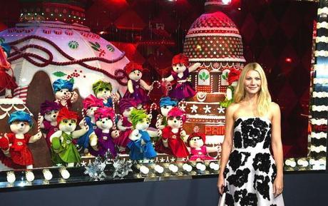  Gwyneth Paltrow a donné le coup d'envoi des illuminations et des décorations de Noël du magasin Printemps Haussmann à Paris (9e)  Photo : SIPA