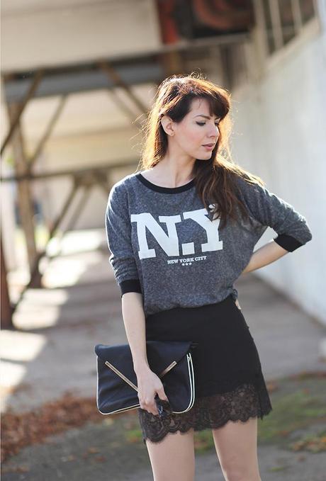 zara sweat nyc fashion jupe dentelle fashion blogger blog mode photo sweat ny The one