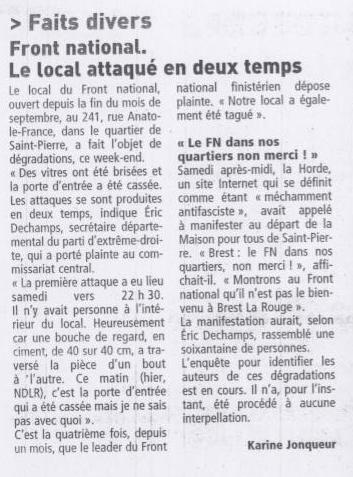 Dans la presse déchaînée n°13 Télégramme FN