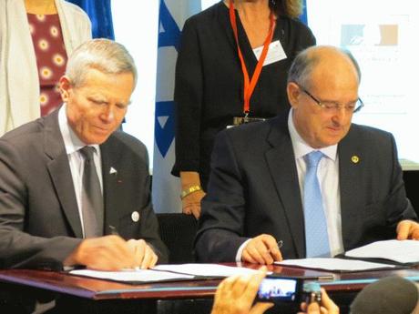 Jacques Biot et Peretz Lavie signe l'accord de coopération 2e journée de l’innovation Israël-France – Fleur Pellerin #isrfr