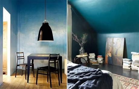 Mur peint degrade de bleu  / Déco tendance lovers of mint