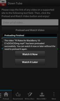 DownTube vous laisse regarder vos vidéos en offline (application BlackBerry 10)